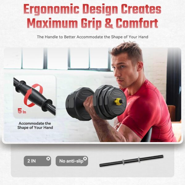 FEIERDUN Adjustable Dumbbells, 40/48/68/88lbs Free Weight Set with 4 Modes, Used as Barbell, Kettlebells, Push up Stand, Fitness Exercises for Home Gym Suitable Men/Women - Image 5