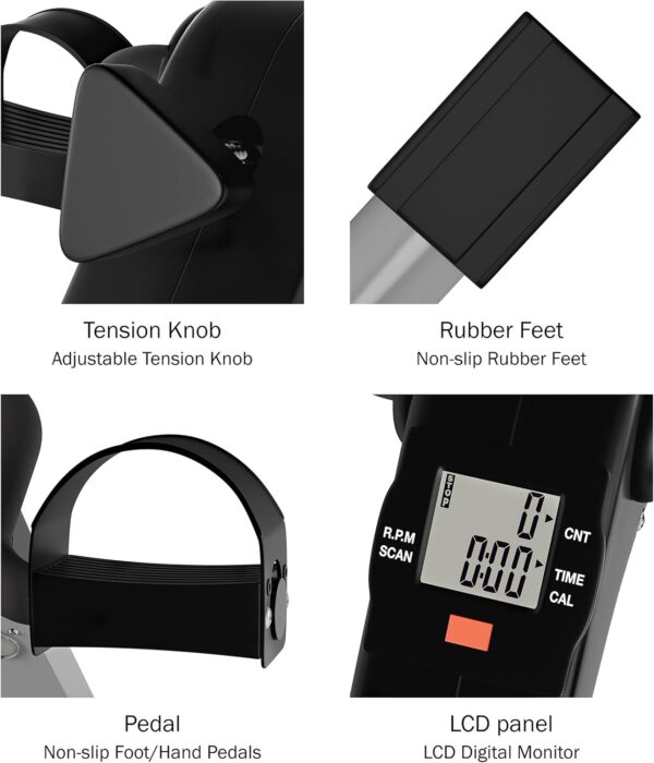 Under Desk Bike Pedal Exerciser with Calorie Tracker and Adjustable Resistance - Image 3