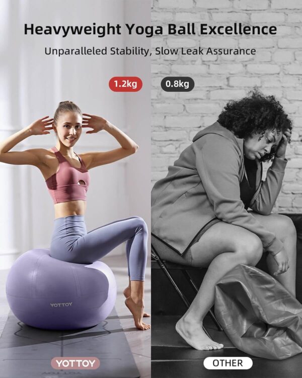 YOTTOY Anti-Burst Exercise Ball for Working Out, Yoga Ball for Pregnancy,Extra Thick Workout Ball for Physical Therapy,Stability Ball for Ball Chair Fitness with Pump - Image 3