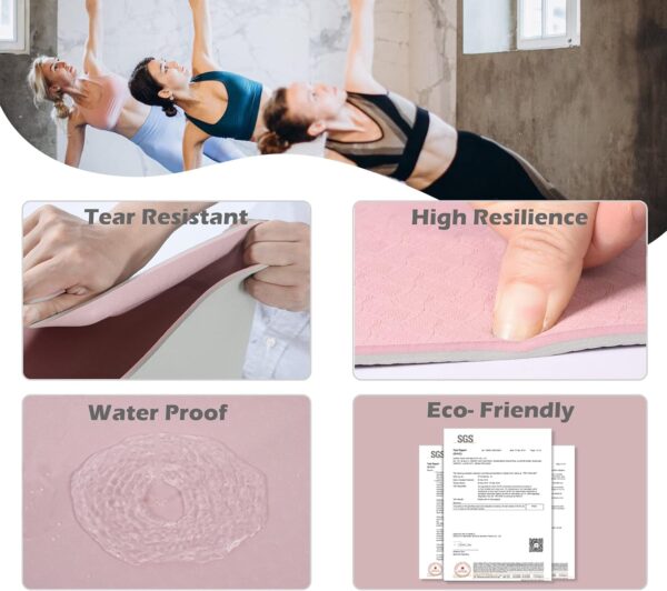 Yoga Mat Non Slip, Pilates Fitness Mats, Eco Friendly, Anti-Tear 1/4" Thick Yoga Mats for Women, Exercise Mats for Home Workout with Carrying Sling and Storage Bag - Image 3