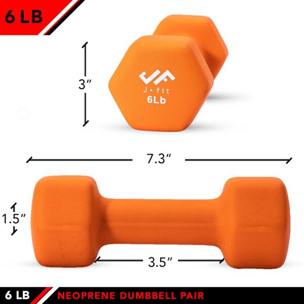 JFIT Neoprene Dumbbell Pairs, 6 LB - Image 2