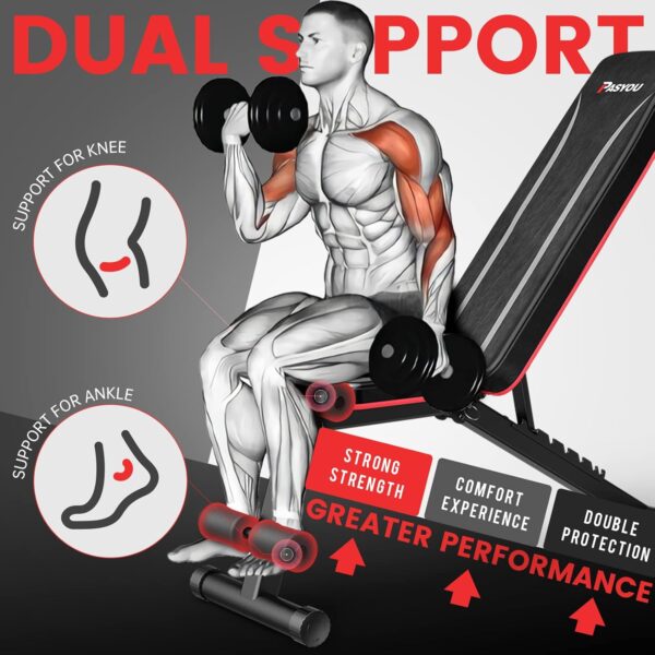 PASYOU Adjustable Weight Bench Full Body Workout Multi-Purpose Foldable Incline Decline Exercise Workout Bench for Home Gym - Image 5