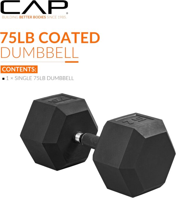 CAP Barbell Coated Dumbbell Weights with Padded Grip, Single, 75 Pounds - Image 2