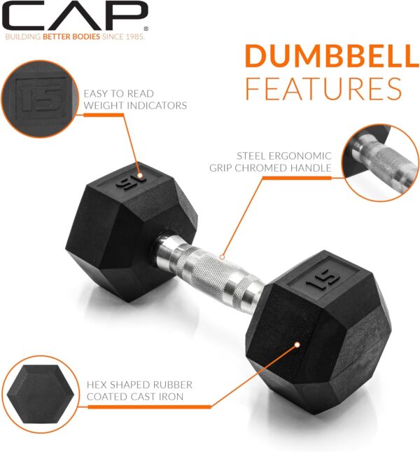 CAP Barbell Coated Hex Dumbbell Weight | Multiple Options - Image 3