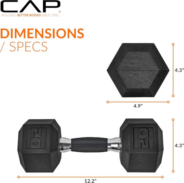 CAP Barbell Coated Dumbbell Weights with Padded Grip, Single, 20 LBS - Image 4