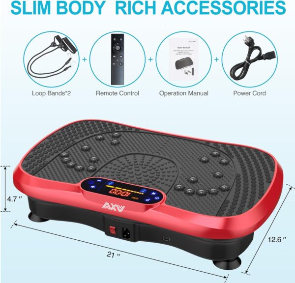 AXV Vibration Plate Fitness Platform Exercise Machine Vibrating Lymphatic Drainage Shaking Full Body Shaker Workout Vibrate Stand Shake Board Sport Gym for Weight Loss Fat Burner for Women Men - Image 2