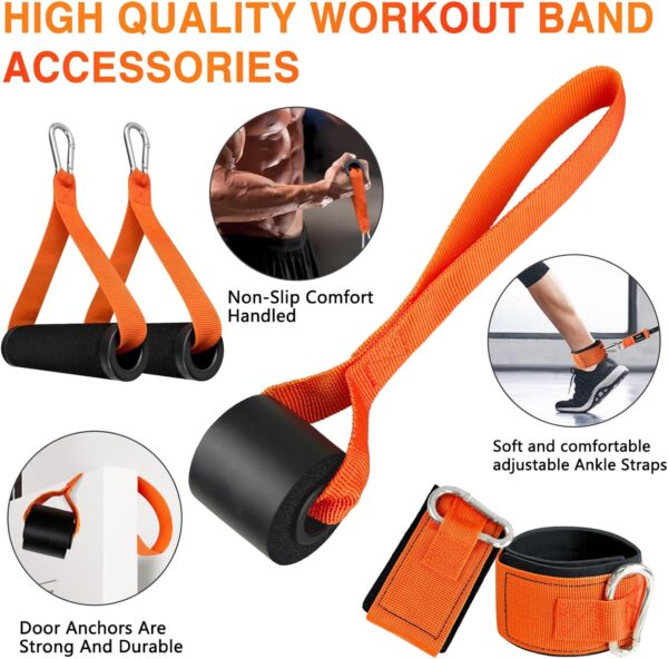 Resistance Bands,Heavy Exercise Bands with Handles, Door Anchor, Legs Ankle Straps, 300/240/360LBS Workout Bands for Men and Women Fitness, Heavy Resistance Training, Home Workout Set - Image 4