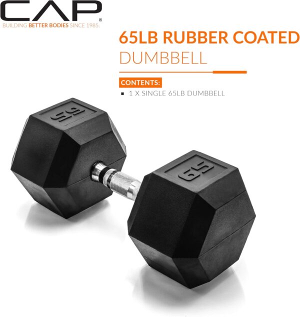 CAP Barbell 65 LB Coated Hex Dumbbell Weight, New Edition (SDRIS-65) - Image 2