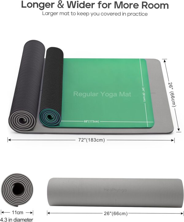 Heathyoga Eco Friendly Non Slip Yoga Mat, Body Alignment System, SGS Certified TPE Material - Textured Non Slip Surface and Optimal Cushioning,72"x 26" Thickness 1/4" - Image 5