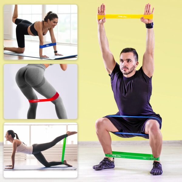 Exercise Bands Resistance Bands for Working Out Set 5 for Yoga Pilates,Elastic Workout Bands Fitness Bands Resistance Natural Latex with Exercise Instructions E Carry Bag - Image 5