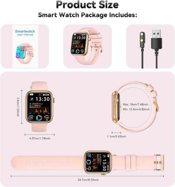 Smart Watch(Answer/Make Call), 1.83" Fitness Watches for Men Women with Heart Rate/Blood Oxygen Monitor, Sleep Tracker, Pedometer, 120+ Sport Modes, IP68 Waterproof Fitness Tracker for Android iPhone - Image 8