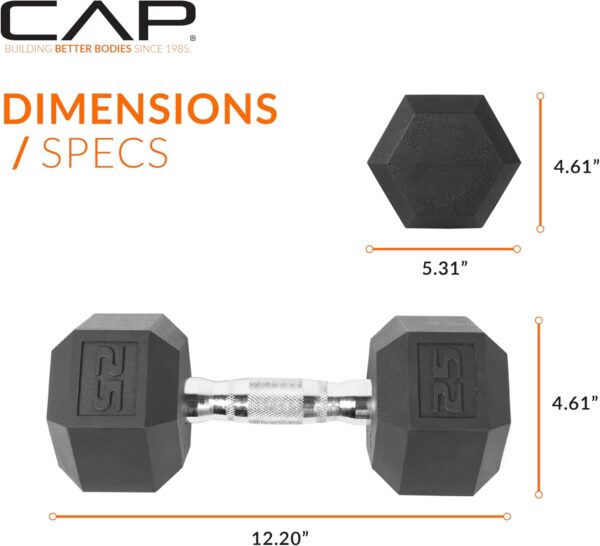 CAP Barbell 25 LB Coated Hex Dumbbell Weight, New Edition - Image 4