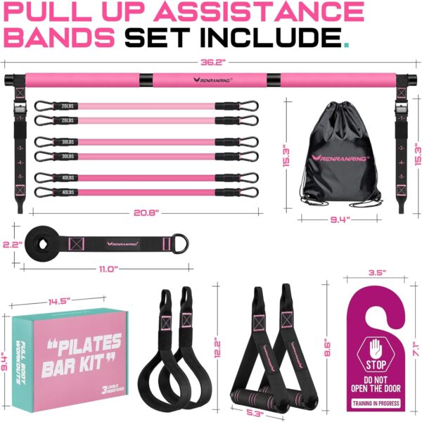 Pilates Bar Kit with Resistance Bands, Multifunctional Pilates Bar for Women & Men with Heavy-Duty Metal Adjustment Buckle, Pilates Home Equipment for Full BodyWorkouts - Image 7