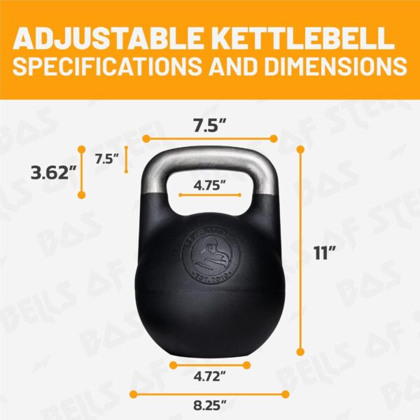 Adjustable Kettlebell [Bells of Steel] Upgraded Version Kettlebell Adjustable | Steel Shell, Internally-Loaded for Full Body Workouts | Competition Standard 35mm Handle, 12-20.5kg - Image 5