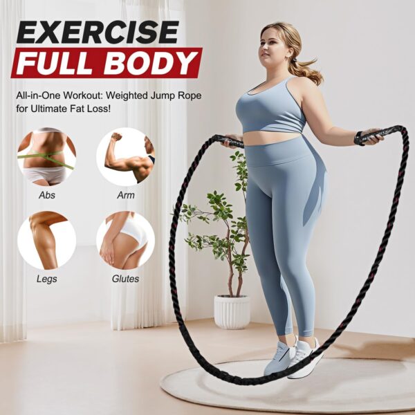 Jump Rope, Weighted Jump Ropes for Men women, 2.8lb 3.8lb 5lb Heavy Skipping Rope for Exercise, Adult Jumpropes for Home Workout, Boxing, Cardio, Improve Strength, Total Body Workout Equipment - Image 5
