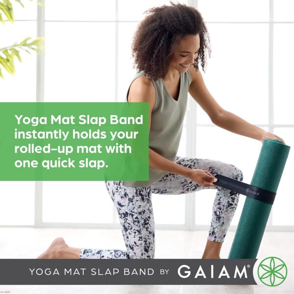 Gaiam Yoga Mat Strap Slap Band - Keeps Your Mat Tightly Rolled and Secure with One Snap - Strong Clasp for Yoga Mat Storage and Travel - Fits Most Size Mats (20"L x 1.5"W), Black - Image 5