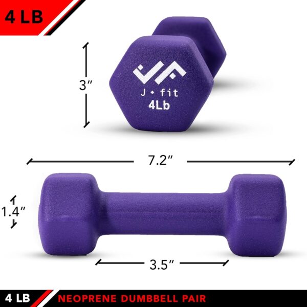 JFIT Neoprene Dumbbell Pairs, 4 LB - Image 2
