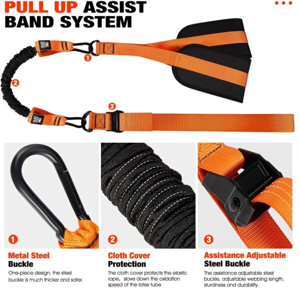 Pull Up Assistance Bands, Heavy Duty Resistance Band for Pull Up Bar, Adjustable Weight/Size with Fabric Feet/Knee Rest, Bands for Pull Up Assist for Strength Training, Patented Pull Up Assist Band - Image 8