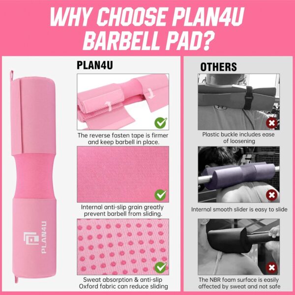 Barbell Pad Set for Squat Hip Thrusts, Upgraded Workout Foam Weight Lifting Bar Cushion Shoulder Neck Support with Anti-slip Grain, Fits Standard Olympic Bars & Smith Machine - Image 3