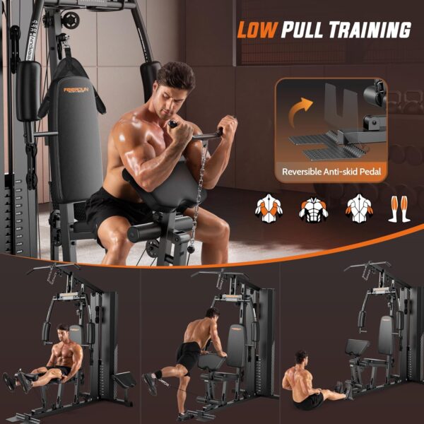 FEIERDUN Home Gym Equipment, Multi-Functional Workout Equipment with 154LBS Weight Stack, for Leg Press, LAT Pull Down, Chest Presses - Image 7