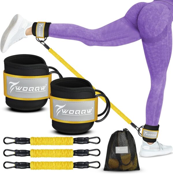 Ankle Resistance Bands with Cuffs, Ankle Bands for Working Out, Glutes Workout Equipment, Butt Exercise Equipment for Kickbacks Hip Fitness Training, Legs Resistance Bands for Women & Men