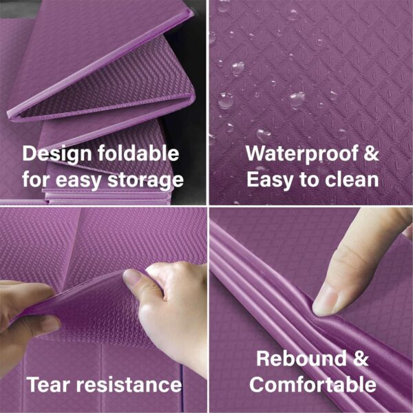 Foldable Yoga Mat - 6mm & 8mm Thick, Large, Lightweight, and Easy to Store - Anti-Slip Folding Exercise Mat for Yoga, Pilates, Home Workouts, and Floor Exercises - Image 4