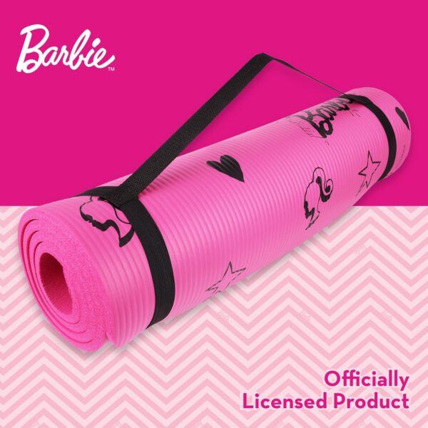 Barbie Love Out Loud Kids Yoga Mat Non Slip for Boys and Girls, All Purpose, PVC, Fitness and Workout Accessories, Pink, 10 mm - Image 6