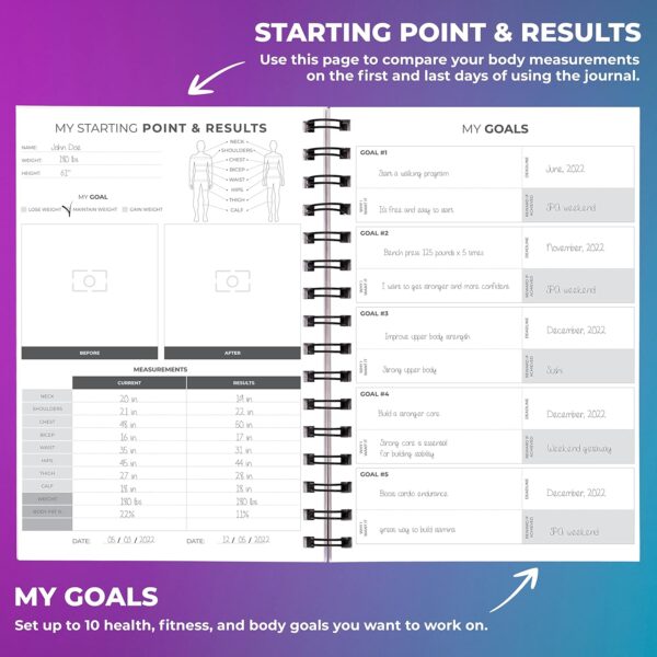 Clever Fox Fitness Journal Workout Log Book - Daily Fitness Planner Workout Journal for Women and Men. Spiral-Bound, Laminated Cover, Thick Pages, A5 (Sky Blue & Navy Blue) - Image 3