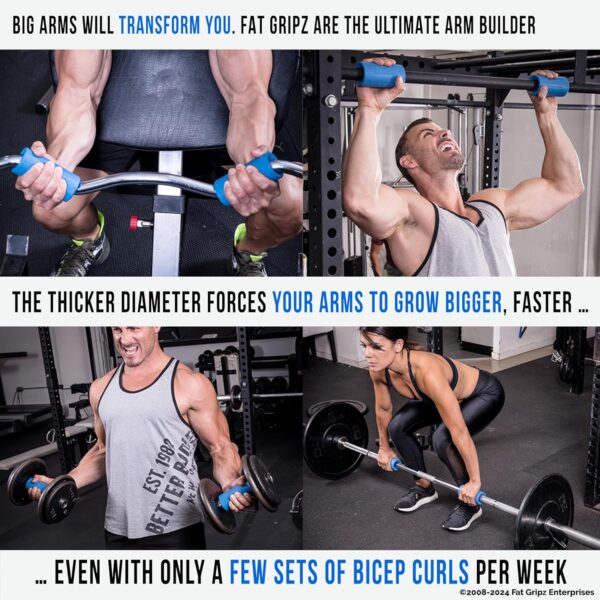 Fat Gripz - The Simple Proven Way to Get Big Biceps & Forearms Fast - At Home Or In The Gym (Size: Fat Gripz Pro / 2.25 Inch Outer Diameter) - Image 3