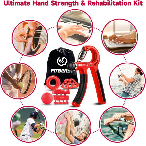 FitBeast Grip Strengthener Forearm Strengthener Hand Grips Strengthener Kit - 5 Pack Adjustable Resistance - Image 5