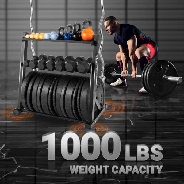 Yes4All 6 Pegs & 4 Barbell Storage Racks Load Up to 1190 LBS - Wall Mounted Weight Plate Tree & Barbell Holder - Image 4