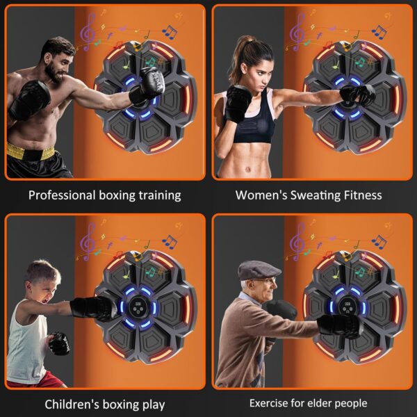 snawowo Music Boxing Machine for Adults, Bluetooth Music Punching Machine with Gloves, Electronic LED Boxing Training Equipment Wall Mounted, 9 Modes & 9 Speeds, Home Indoor Workout Trainer Equipment - Image 7