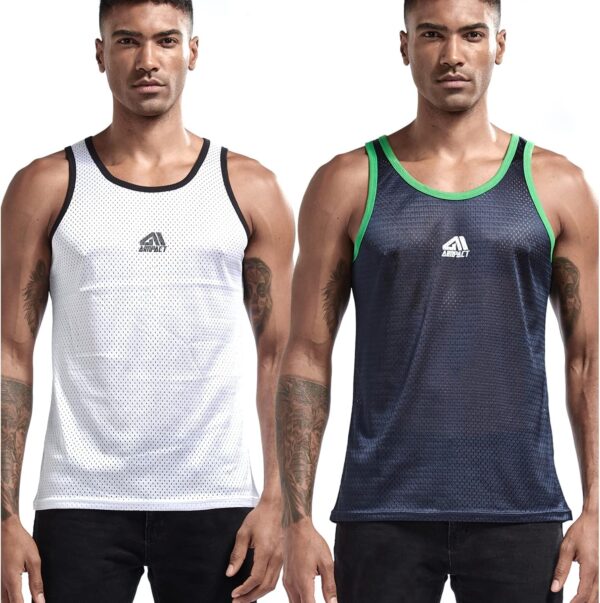 AIMPACT Men Athletic Workout Tank Top Mesh Casual Sleeveless Shirts - Image 3