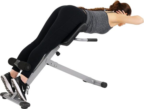 Sunny Health & Fitness Foldable Hyperextension Roman Chair w/Back Extension, Home Gym Sit Up Bench for Glute & Ab Workouts, Optional Adjustment Incline & Multi-Function Heavy-Duty Exercise Equipment - Image 6
