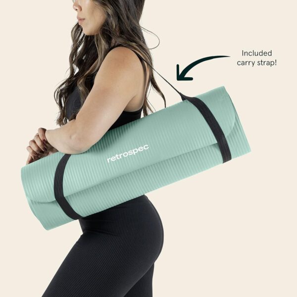 Retrospec Solana Yoga Mat 1" Thick w/Nylon Strap for Men & Women - Non Slip Exercise Mat for Home Yoga, Pilates, Stretching, Floor & Fitness Workouts - Blue Lagoon - Image 7