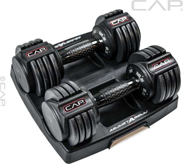 CAP Barbell 12.5 lb Pair ADJUSTABELL Adjustable Dumbbell with Contoured Full Rotation Handle, Honeycomb Design, Black - Image 2