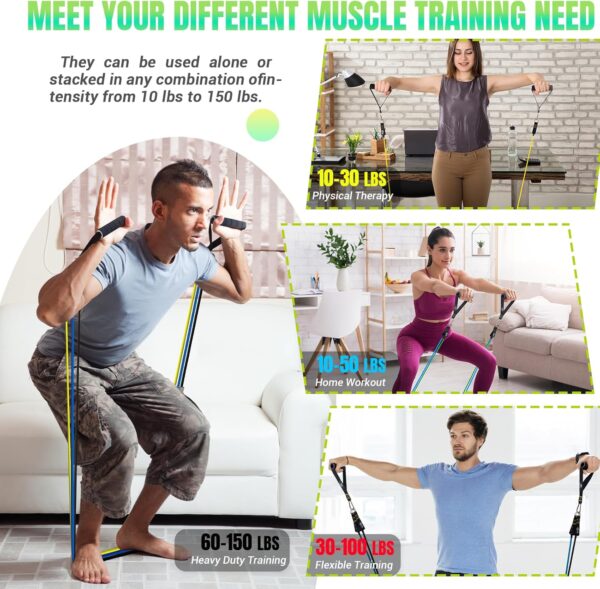 Resistance Bands Set with Yellow Handles, Exercise/Workout/Fitness Bands with Door Anchor, Legs Ankle Straps for Resistance Training，Physical Therapy，Home Gym Workout - Image 5
