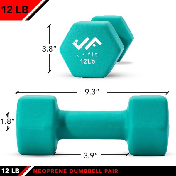 JFIT Neoprene Dumbbell Pairs, 12 LB - Image 2