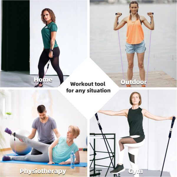 Resistance Band Set. Exercise Bands with Handles, Door Anchor and Ankle Strap. Home Gym, Supports Full-Body Workouts - with Fitness Poster and Video - Image 5