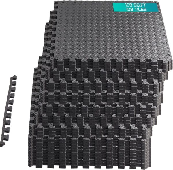 Yes4All 12, 16, 36 SQ. FT Puzzle/Interlocking Exercise Mat Tiles for Home Gym, Exercise EVA Foam Floor Padding with Border for Workout Equipment