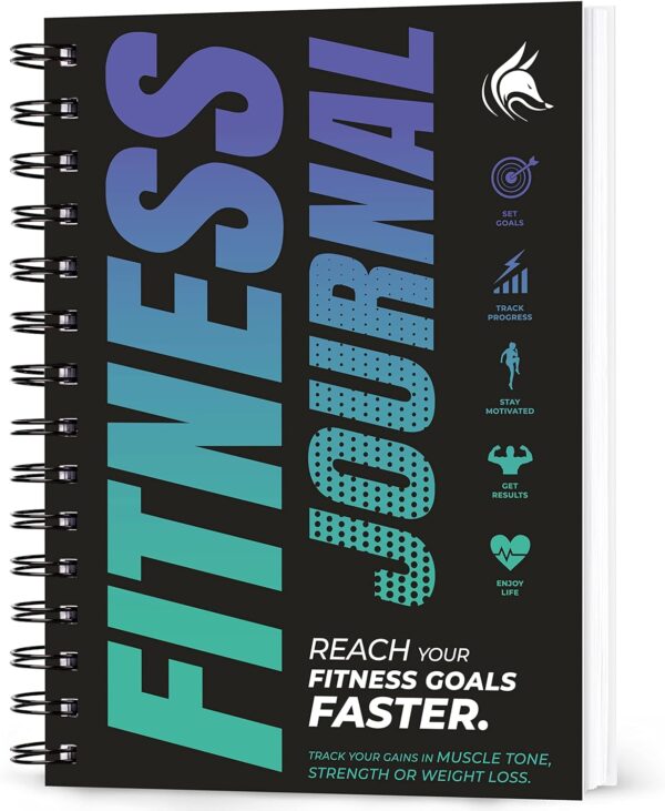 Clever Fox Fitness Journal Workout Log Book - Daily Fitness Planner Workout Journal for Women and Men. Spiral-Bound, Laminated Cover, Thick Pages, A5 (Sky Blue & Navy Blue)