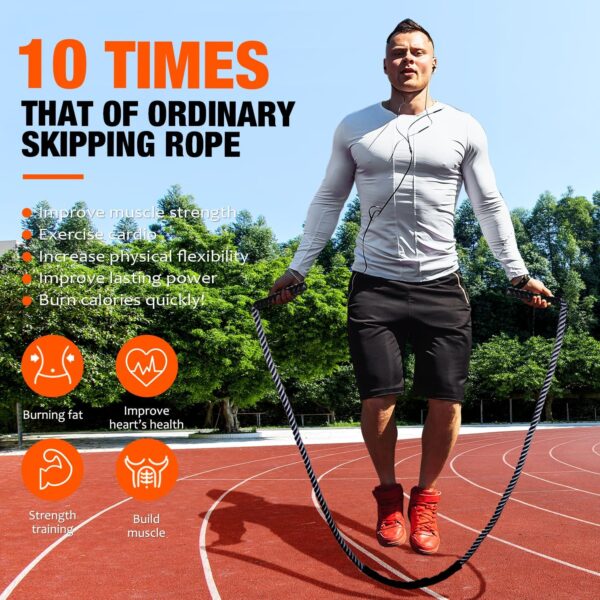 Jump Rope, Weighted Jump Rope for Fitness, Heavy Skipping Ropes for Men Women Kids, Home Gym Workout Equipment Set, Suitable for Boxing, Cardio, Training Muscles, Full Body Exercise Weight Loss at Home - Image 2