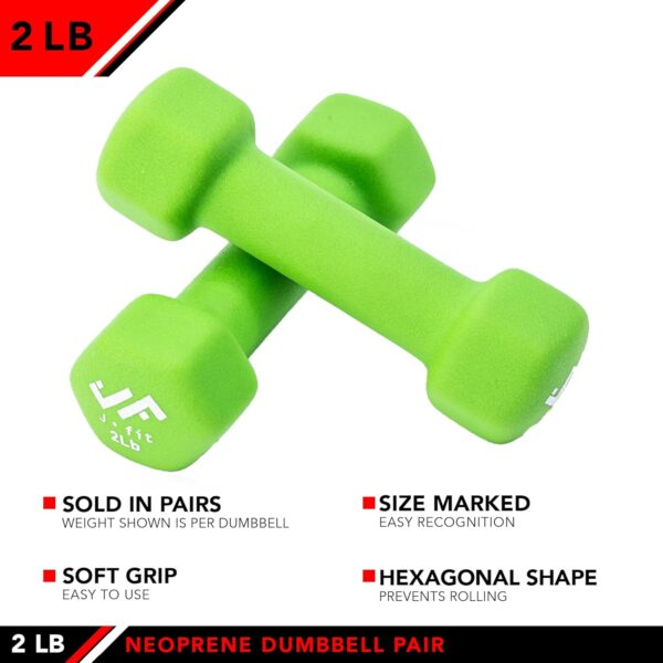JFIT Neoprene Dumbbell Pairs, 2 LB - Image 3