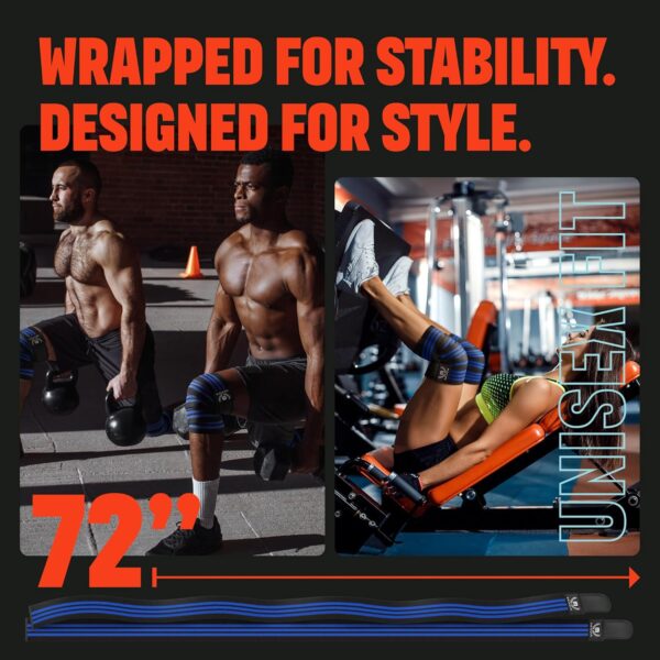 Mava Sports Knee Wraps (Pair) for Men & Women | Ideal for Cross Training, WODs, Gym Workouts, Weightlifting, Fitness & Powerlifting | Knee Straps for Squats | 72" Compression & Elastic Support - Image 5