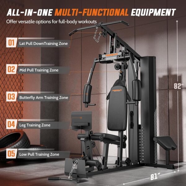 FEIERDUN Home Gym Equipment, Multi-Functional Workout Equipment with 154LBS Weight Stack, for Leg Press, LAT Pull Down, Chest Presses - Image 3