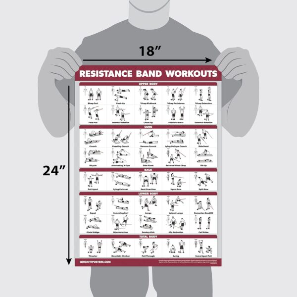 QUICKFIT Resistance Bands Workout Exercise Poster - Double Sided (Laminated, 18" x 24") - Image 2