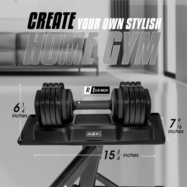 Yes4All 25/55LB Adjustable Dumbbells Pair/Single, 5-in-1 Dumbbells Adjustable Weights with Anti-Slip Handle & Sturdy Prolocks - Image 3