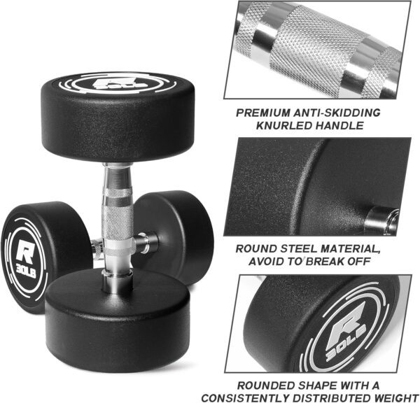 RitFit 5-250 LBS PVC Encased Round Dumbbell sets with Knurled Handle and Optional Rack, Strength Training Equipment for Home Gym - Image 6
