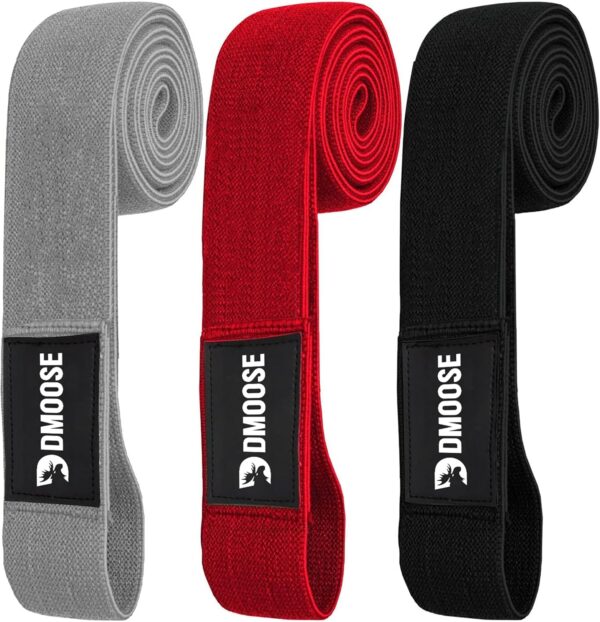 DMoose Fitness Fabric Resistance Bands for Working Out - Non-Slip Cloth Bands for Squats, Lunges & Bicep Curls - Long Resistance Band for Booty Exercises, Women & Men