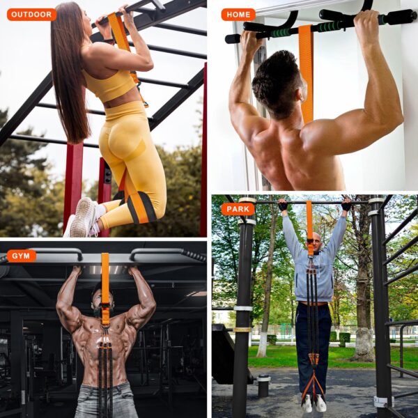 Pull Up Assistance Bands, Heavy Duty Resistance Band for Pull Up Bar, Adjustable Weight/Size with Fabric Feet/Knee Rest, Bands for Pull Up Assist for Strength Training, Patented Pull Up Assist Band - Image 4